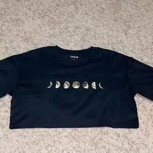 black crop moon phases t-shirt
